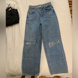 Shein high waisted ripped wide leg jeans